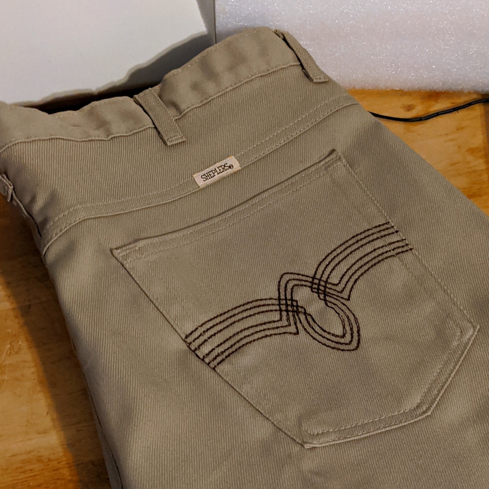 Vintage 1970’s Western Pants Sheplers Back Pocket Design Tan Waist 42